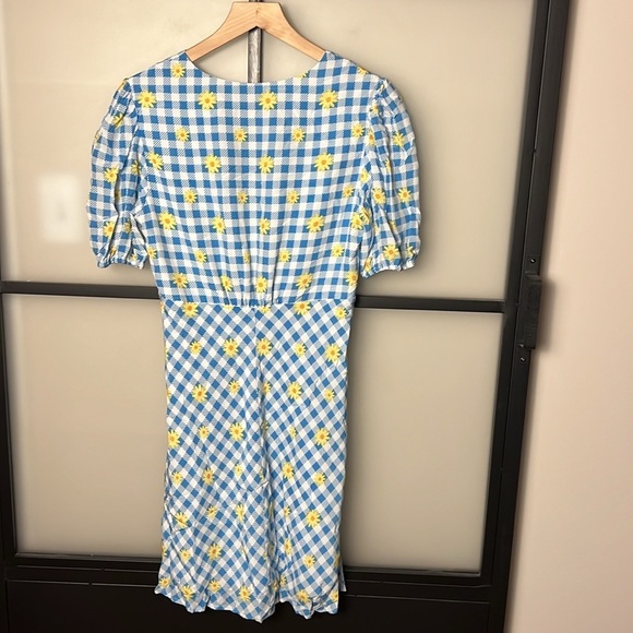 Staud MILLA PRINT MINIDRESS IN GINGHAM DAISY PLAID Size 8 - Picture 7 of 7